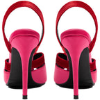 Women's Fuchsia Velvet Slingback Heels with Bow – Stiletto Sandals - Styeenigma