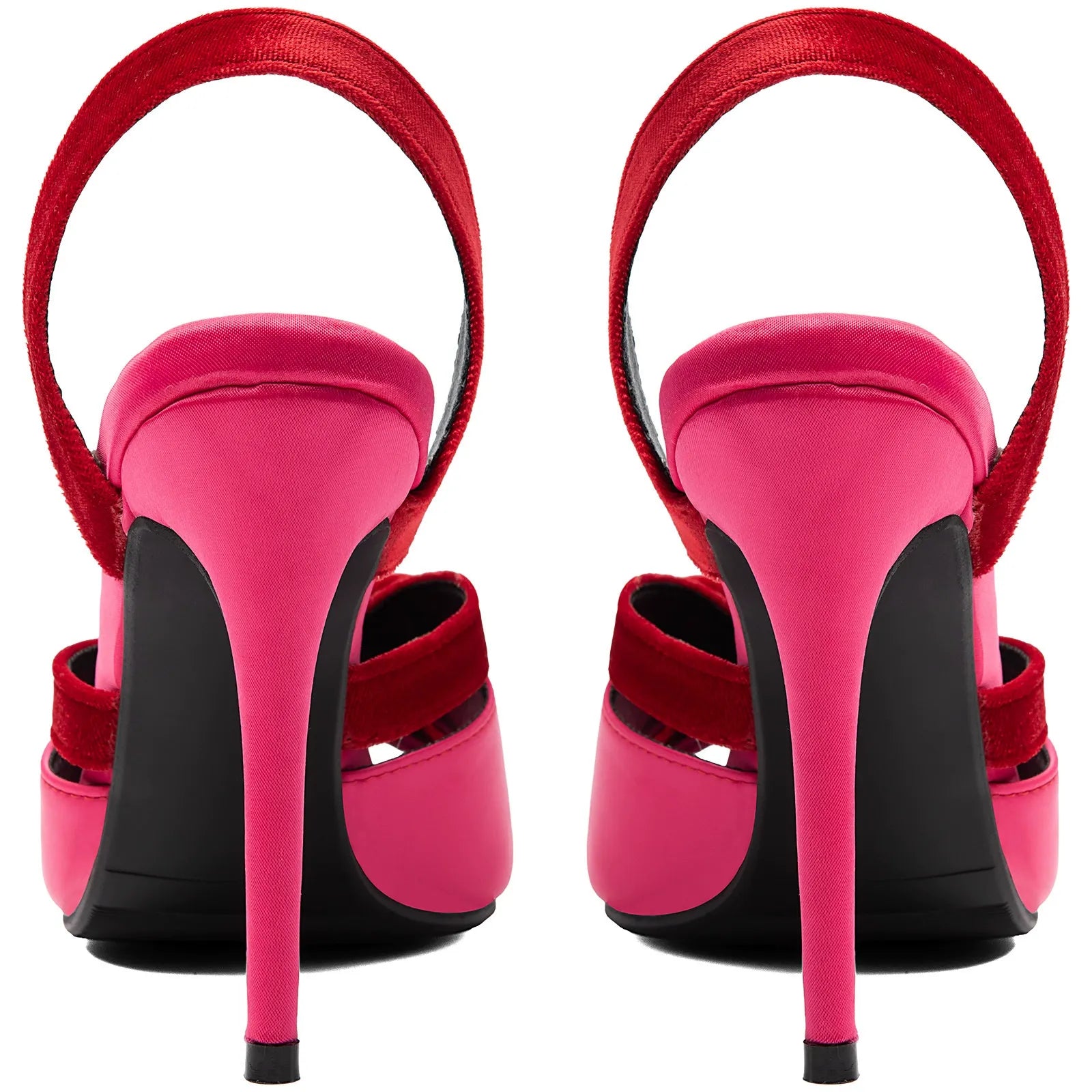 Women's Fuchsia Velvet Slingback Heels with Bow – Stiletto Sandals - Styeenigma