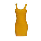 Ribbed Square Neck Mini Dress – Bodycon Sleeveless Stretch Dress for Party - Styeenigma