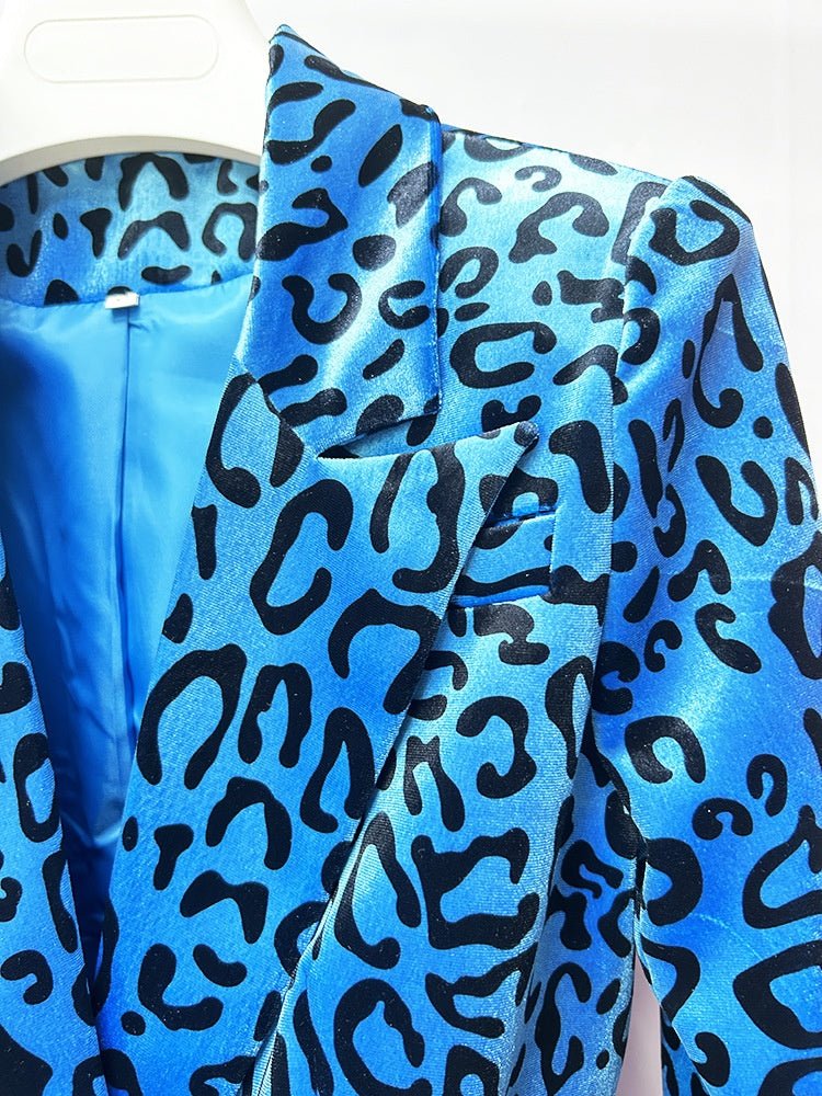 Leopard Print Blazer and Pants Set | Velvet Printed Two Piece Suit | Flared Trousers Matching Set
