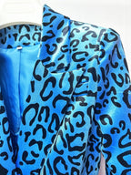 Leopard Print Blazer and Pants Set | Velvet Printed Two Piece Suit | Flared Trousers Matching Set