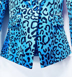Leopard Print Blazer and Pants Set | Velvet Printed Two Piece Suit | Flared Trousers Matching Set