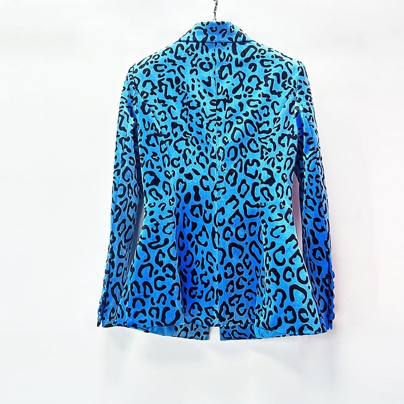 Leopard Print Blazer and Pants Set | Velvet Printed Two Piece Suit | Flared Trousers Matching Set