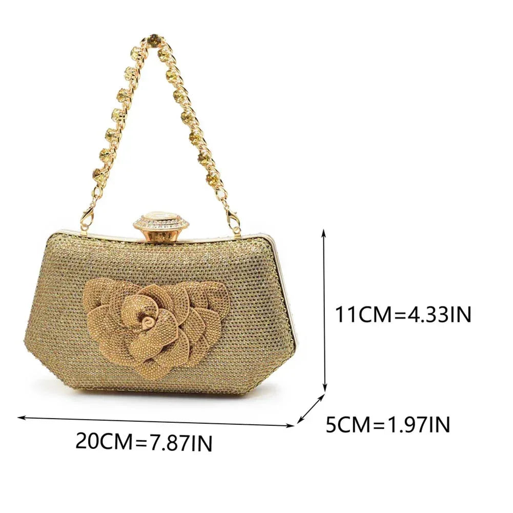 Floral Kitten Heels Sandals & Gemstone Hardbox Bag Evening Set - Styeenigma