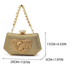 Floral Kitten Heels Sandals & Gemstone Hardbox Bag Evening Set - Styeenigma