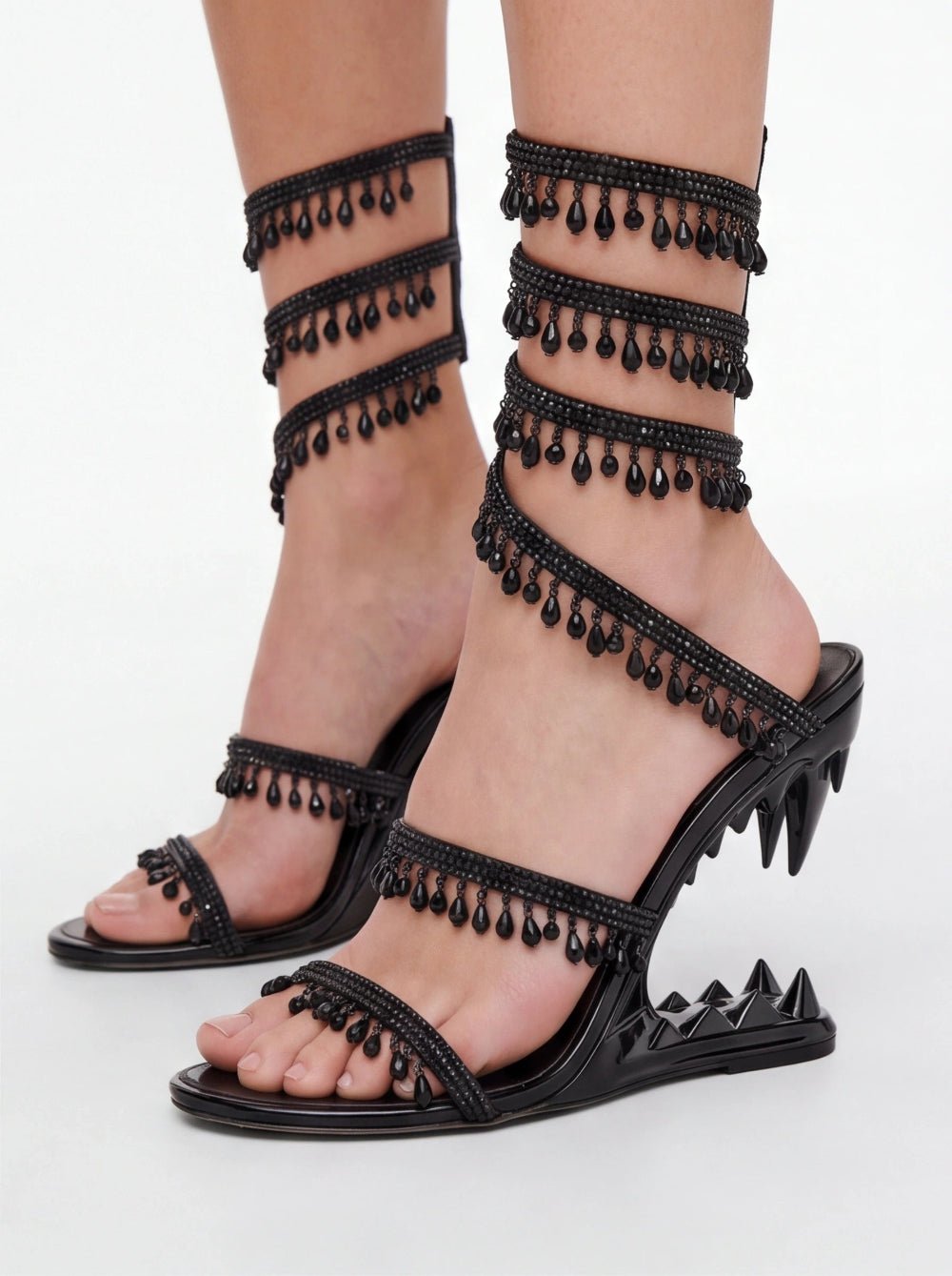 Rhinestone Gladiator Heels – Strappy Spike Heel Sandals for Women - Styeenigma