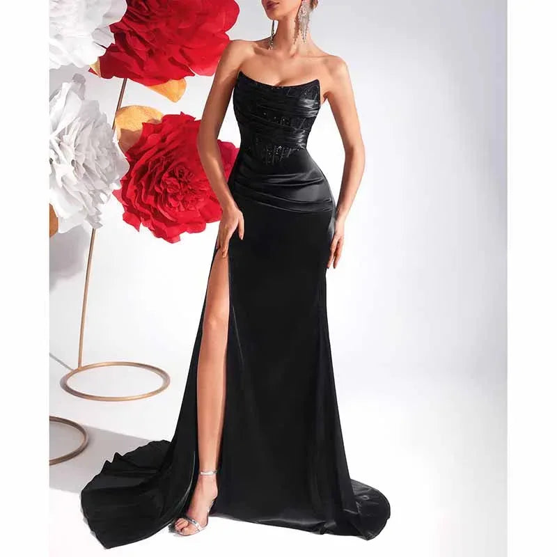 Corset Black Prom Dress | Sweetheart Split Formal Gown - Styeenigma