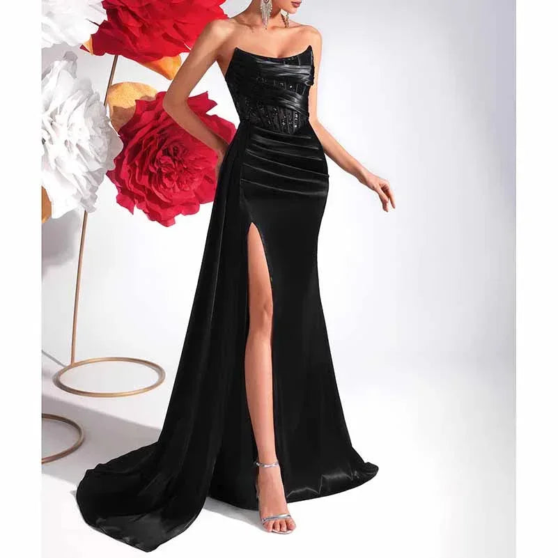 Corset Black Prom Dress | Sweetheart Split Formal Gown - Styeenigma