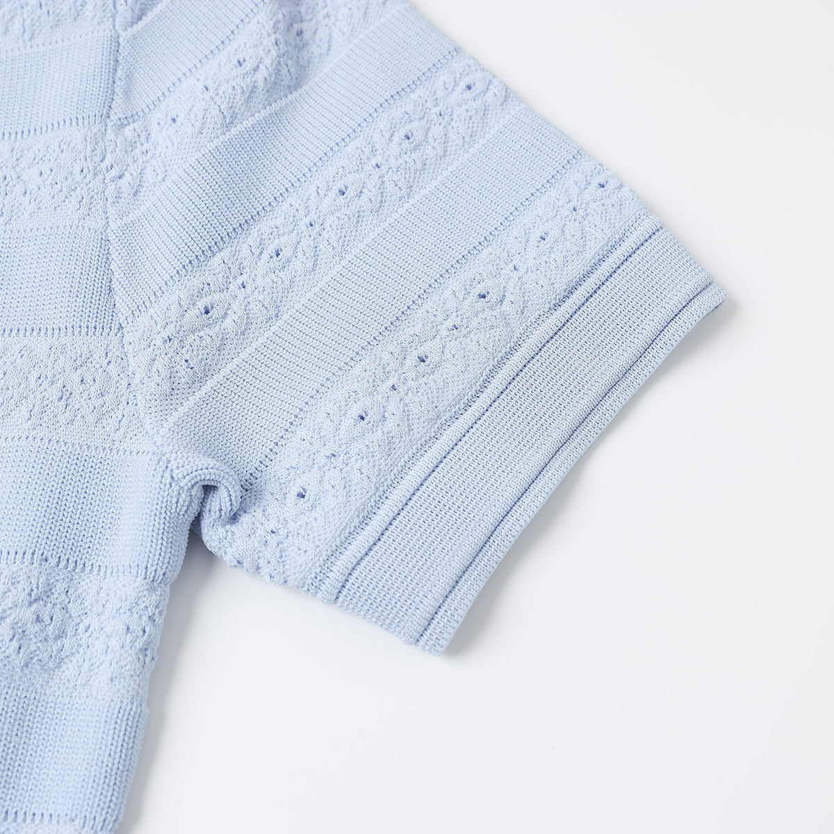 Light Blue Knit Maxi Dress Button Front Short Sleeve - Styeenigma
