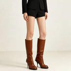 Brown Knee High Boots Stiletto Heel Boots - Styeenigma