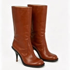 Brown Knee High Boots Stiletto Heel Boots - Styeenigma