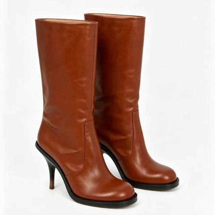 Brown Knee High Boots Stiletto Heel Boots - Styeenigma