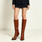 Brown Knee High Boots Stiletto Heel Boots - Styeenigma