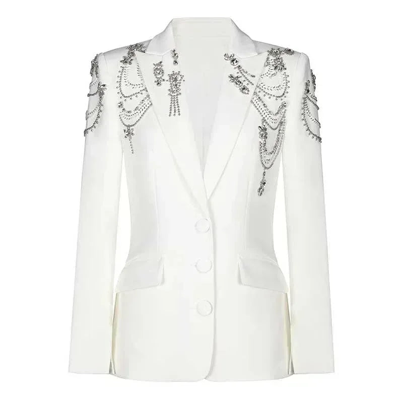Beaded Crystal Blazer Evening Coat – Women’s Formal Cover-Up - Styeenigma