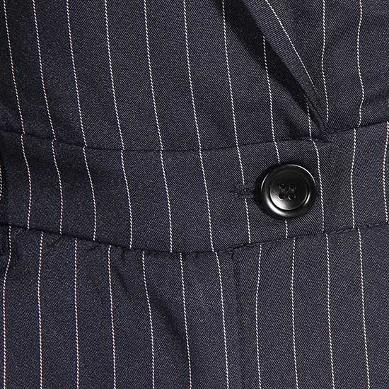 Women’s Navy Stripe Belted Jumpsuit Blazer Style Wide Leg Pants - Styeenigma