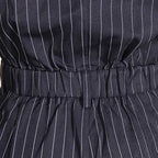 Women’s Navy Stripe Belted Jumpsuit Blazer Style Wide Leg Pants - Styeenigma