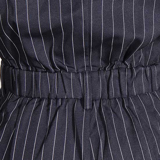 Women’s Navy Stripe Belted Jumpsuit Blazer Style Wide Leg Pants - Styeenigma
