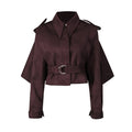 Cropped Trench Jacket Women's Belted Cape Sleeve
