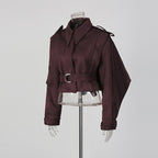 Cropped Trench Jacket Women's Belted Cape Sleeve