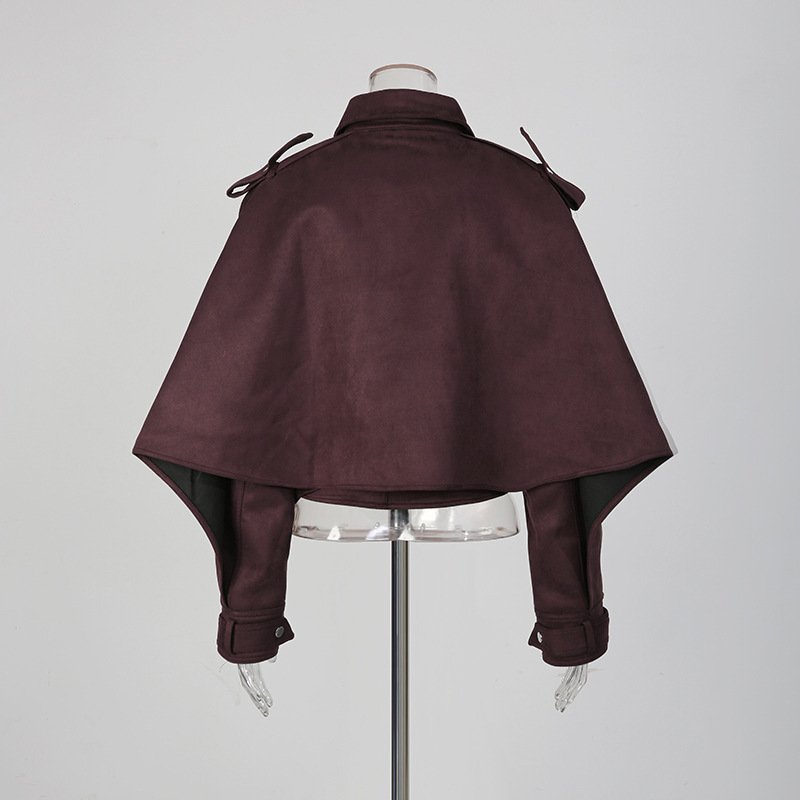 Cropped Trench Jacket Women's Belted Cape Sleeve