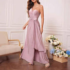 Dusty Pink One Shoulder Satin Dress Wedding Guest Formal Party - Styeenigma