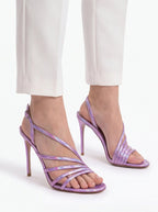 Gold Pink Red Holographic Stiletto Sandals Strappy Slingback Heels - Styeenigma