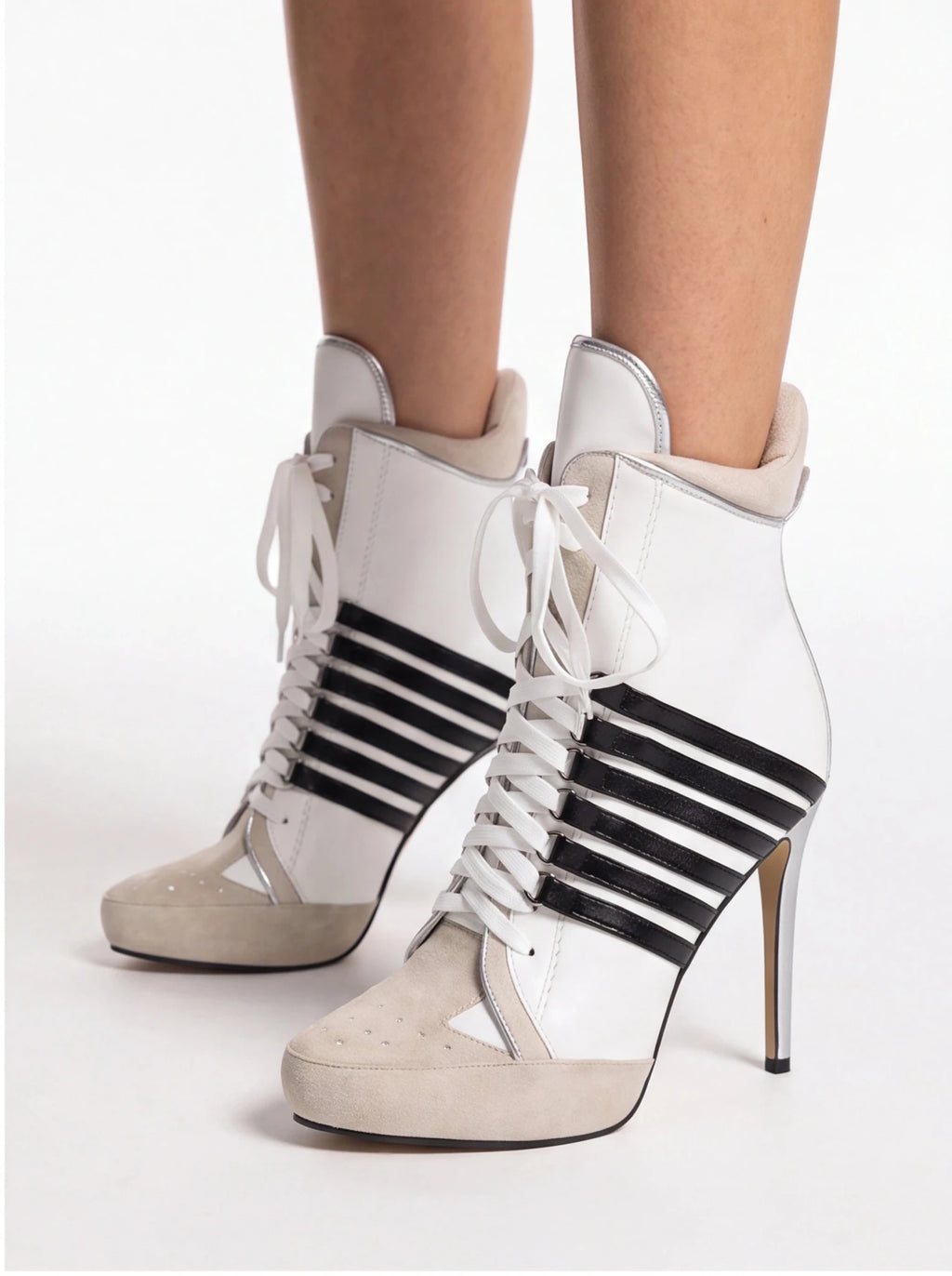 Sexy Platform Lace Up Stiletto Ankle Boots for Women | Nightclub Party Shoes - Styeenigma