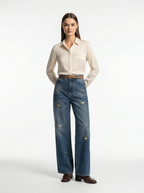 Vintage Wide-Leg Jeans for Women – Retro Loose Fit, Blue Denim Pants