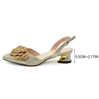 Floral Kitten Heels Sandals & Gemstone Hardbox Bag Evening Set - Styeenigma