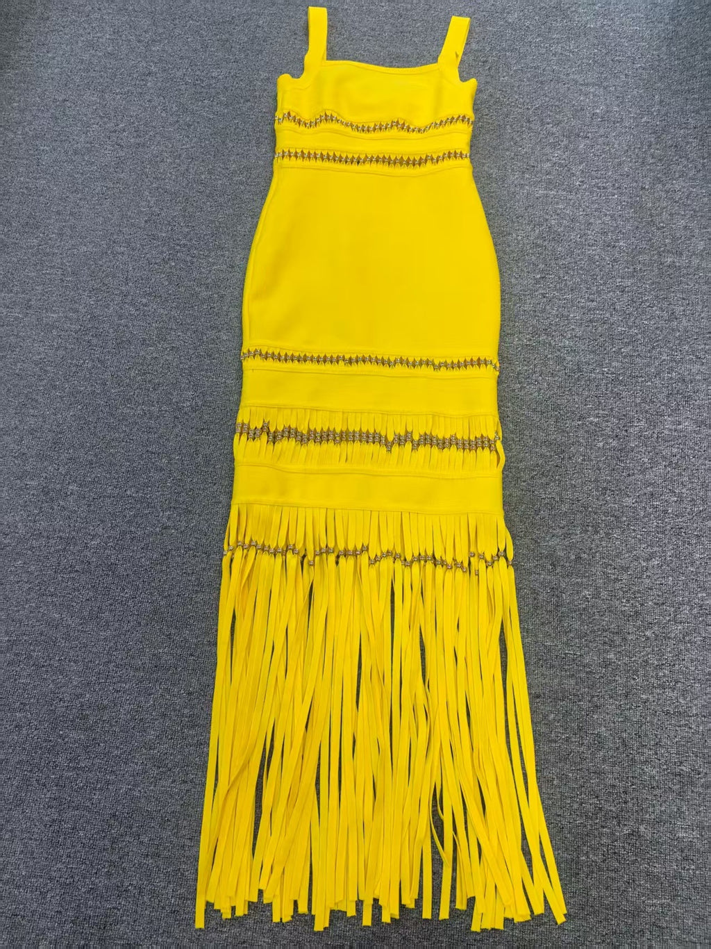 Women’s Sequin Fringe Mermaid Maxi Dress – Square Neck Sleeveless Evening Gown