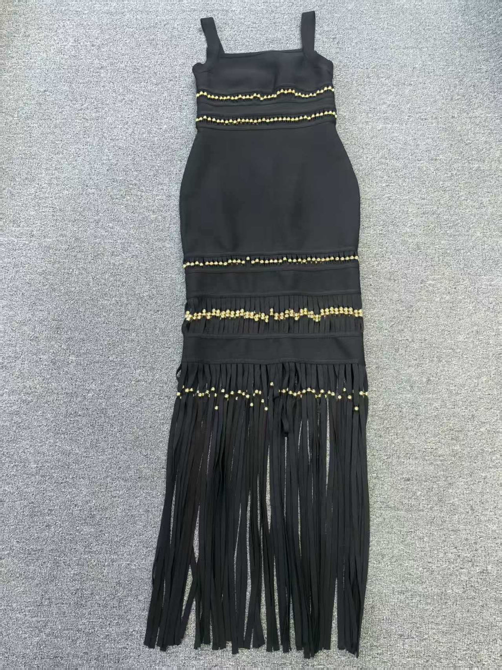 Women’s Sequin Fringe Mermaid Maxi Dress – Square Neck Sleeveless Evening Gown