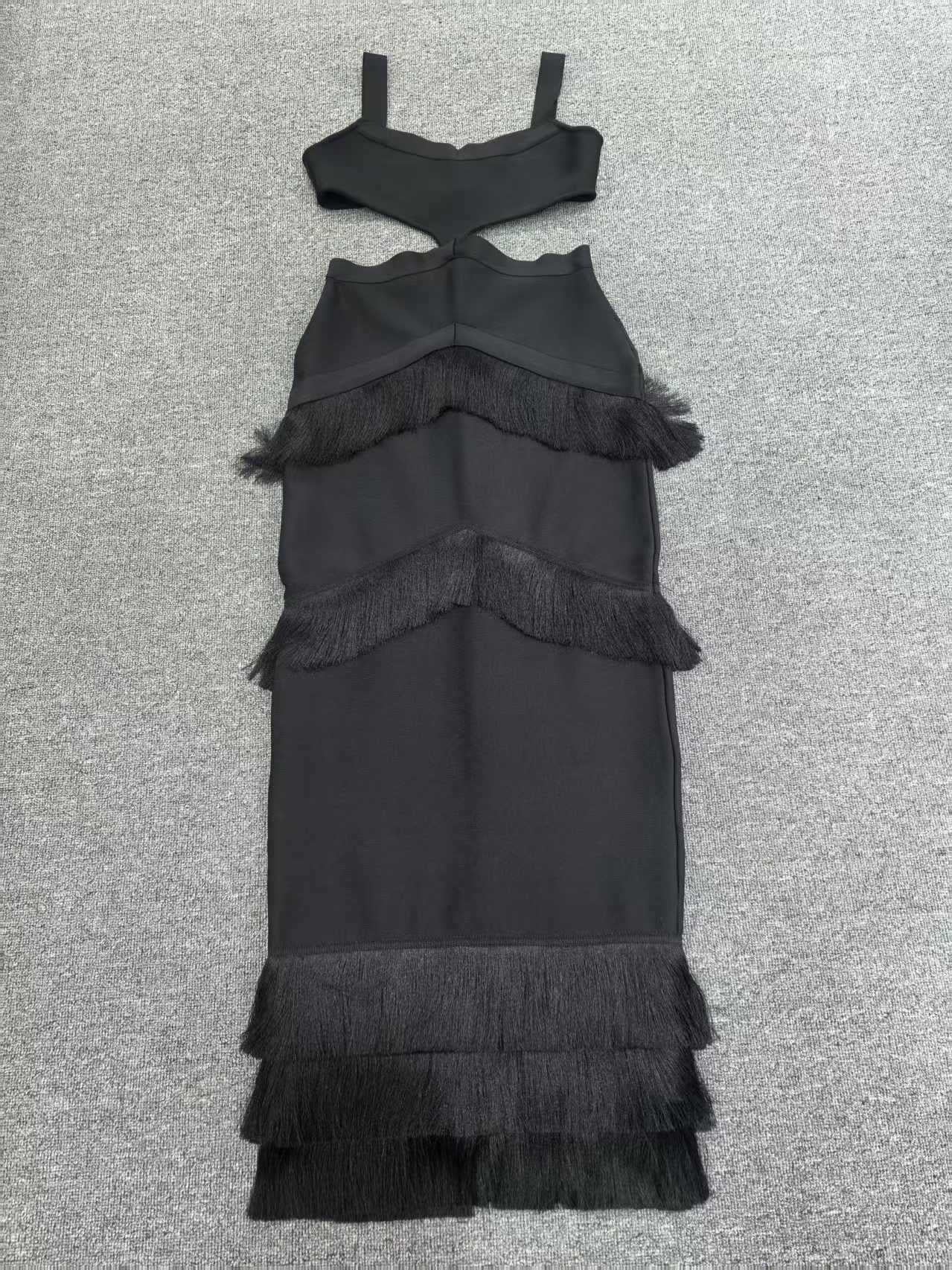 Pink Waist Cut-Out Maxi Dress with Fringe Trim – Sleeveless Backless Body-con Gown for Paries - Styeenigma