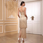 Fringe Maxi Dress – Sexy Sleeveless Body-con Gown with Cascading Tassels