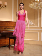 Fringe Maxi Dress – Sexy Sleeveless Body-con Gown with Cascading Tassels