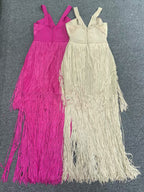 Fringe Maxi Dress – Sexy Sleeveless Body-con Gown with Cascading Tassels