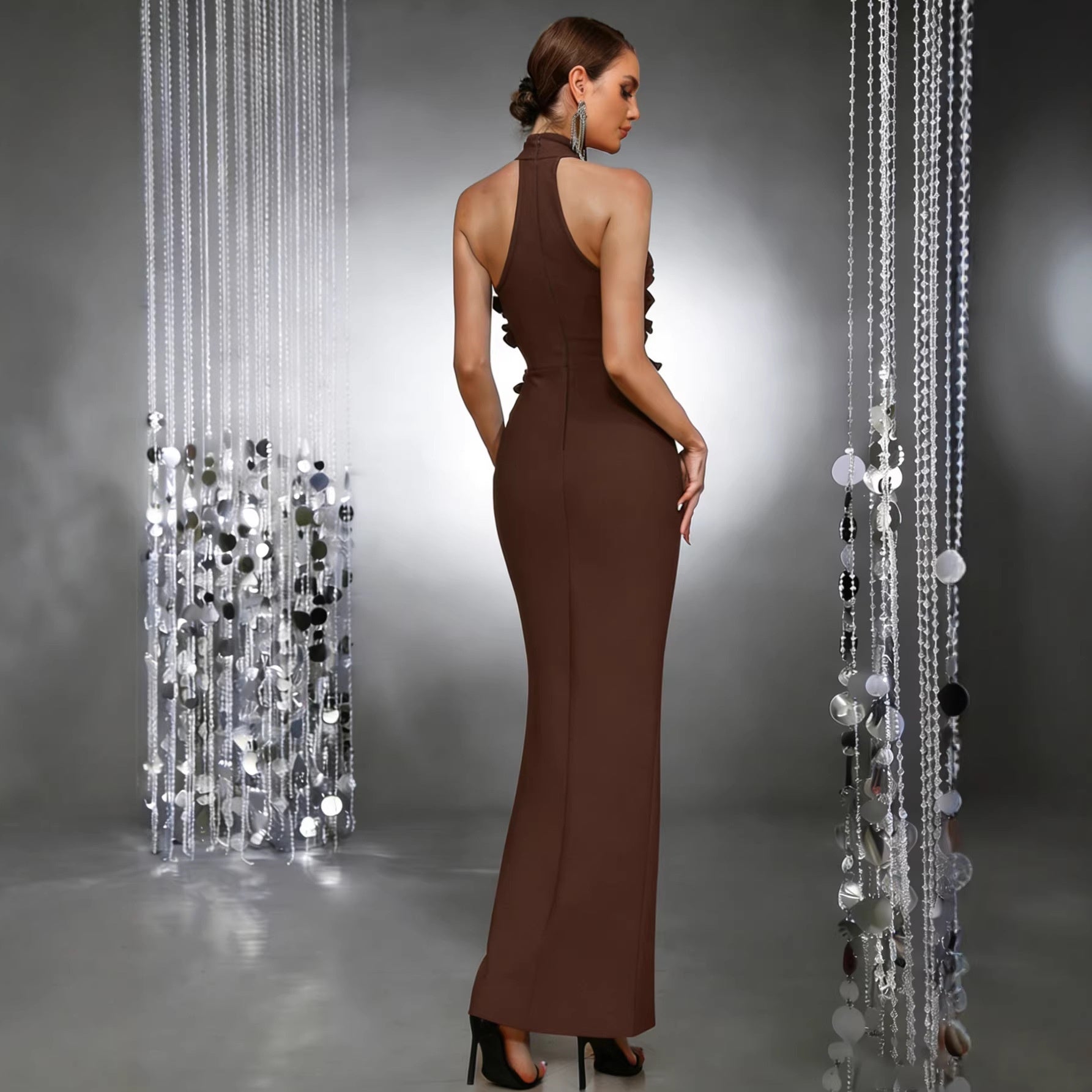 Women’s 3D Floral Embellished Body-con Midi Dress – Sexy Party & Club wear Dress