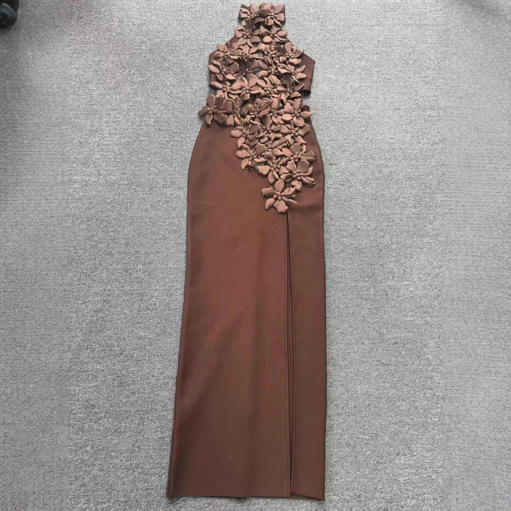 Women’s 3D Floral Embellished Body-con Midi Dress – Sexy Party & Club wear Dress