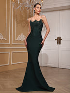 Off-Shoulder Rhinestone Mermaid Gown – Elegant Formal Evening Party Maxi Dress
