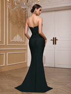 Off-Shoulder Rhinestone Mermaid Gown – Elegant Formal Evening Party Maxi Dress