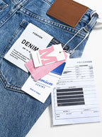 Blue High-Waisted Wide-Leg Jeans – Vintage Wash, Casual Loose Fit for Women