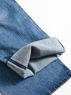 Blue High-Waisted Wide-Leg Jeans – Vintage Wash, Casual Loose Fit for Women