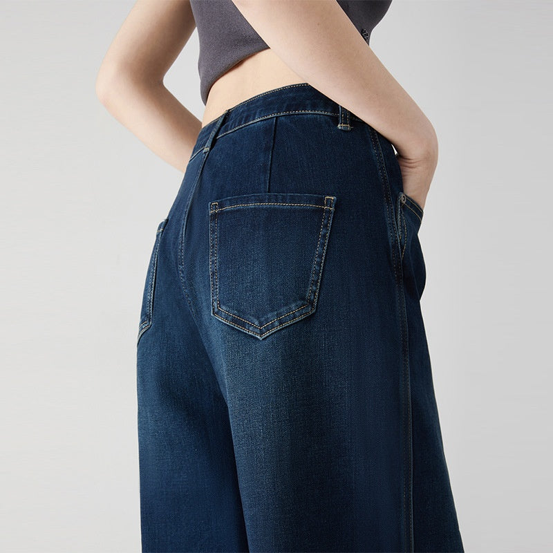 Dark Blue High-Waisted Wide-Leg Jeans – Tall & Regular Length Denim for Women