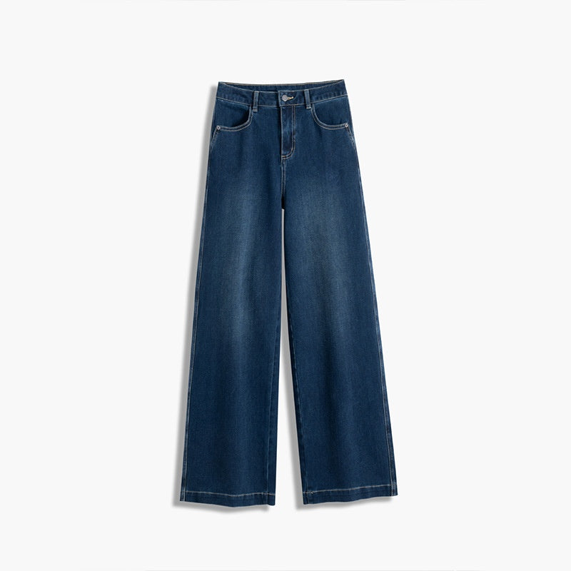 Dark Blue High-Waisted Wide-Leg Jeans – Tall & Regular Length Denim for Women