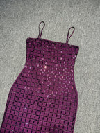 Diamante Sequin Mermaid Evening Gown – Sparkly Satin Slip Dress with Spaghetti Straps