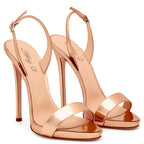 Women's Patent Leather Slingback Sandals Stiletto Heel Open Toe Party Shoes