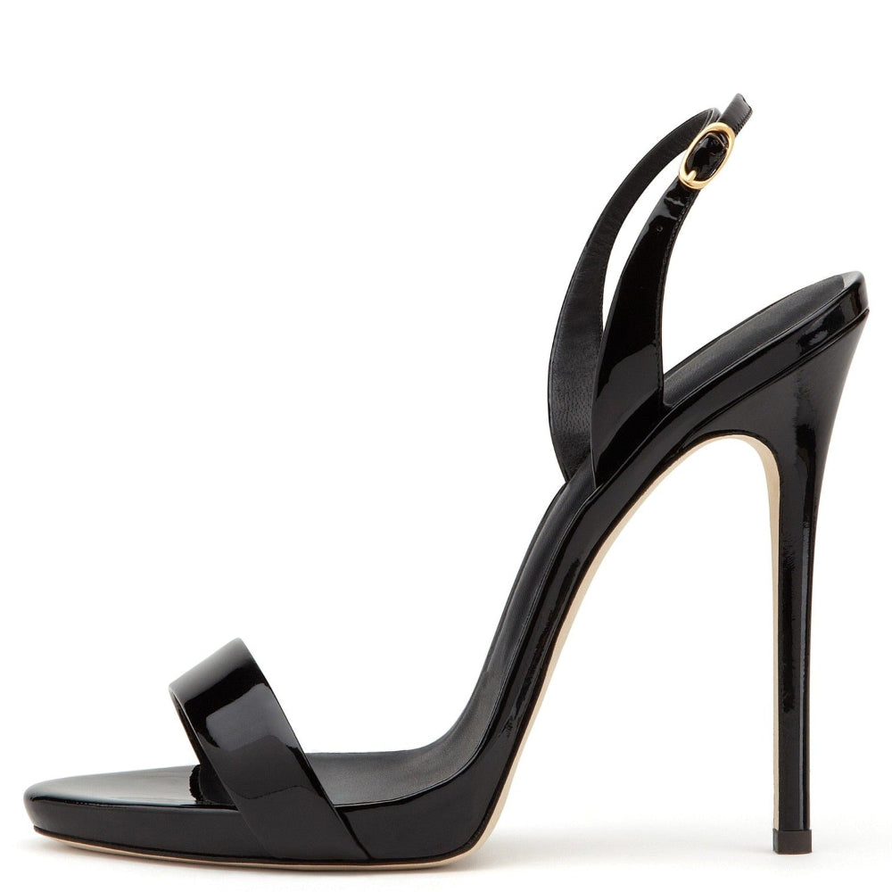 Women's Patent Leather Slingback Sandals Stiletto Heel Open Toe Party Shoes