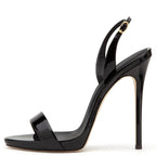 Women's Patent Leather Slingback Sandals Stiletto Heel Open Toe Party Shoes