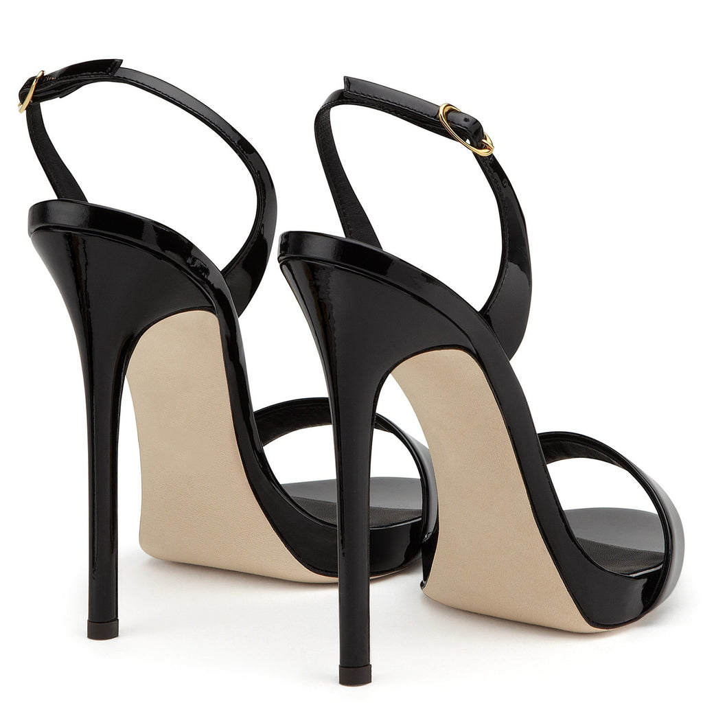 Women's Patent Leather Slingback Sandals Stiletto Heel Open Toe Party Shoes