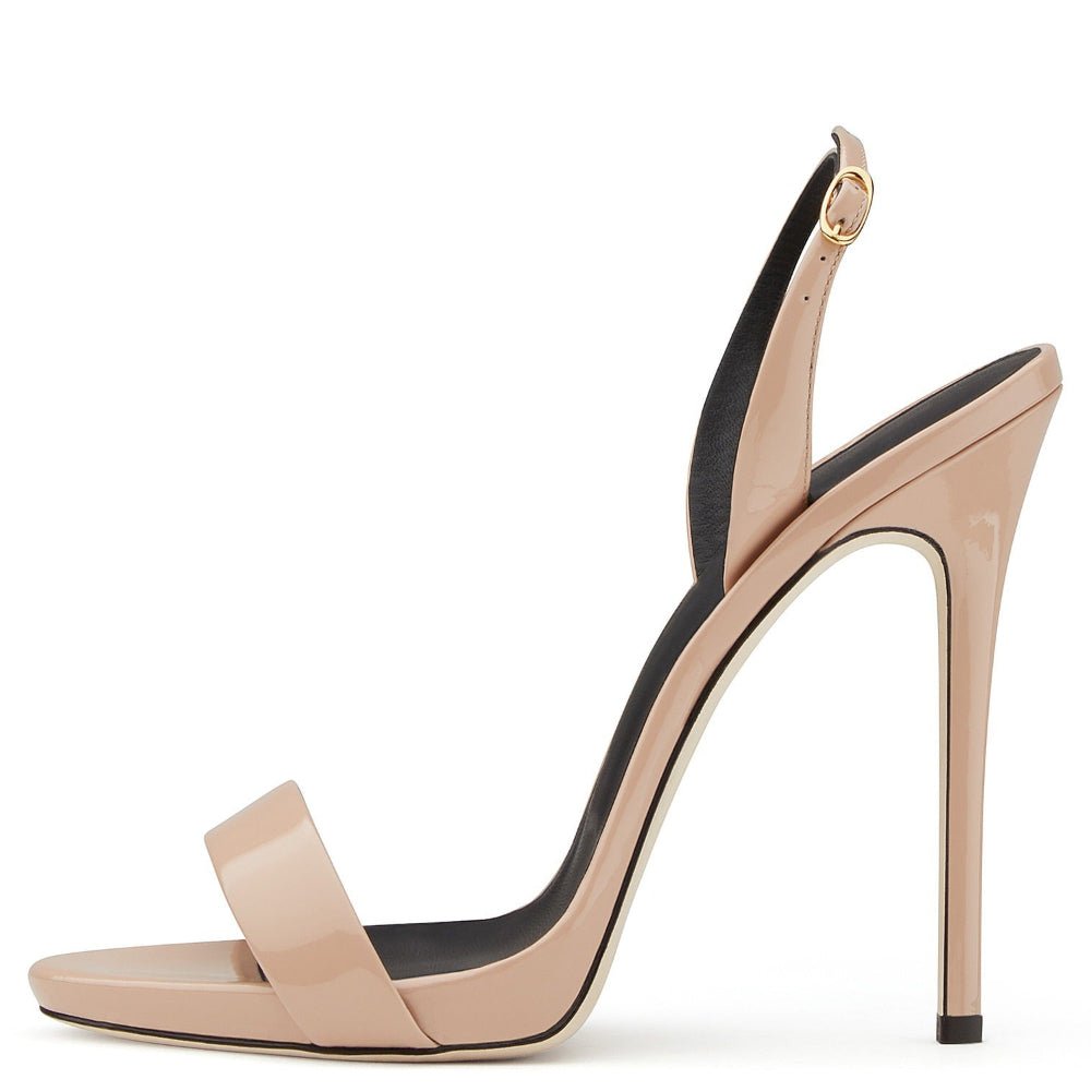 Women's Patent Leather Slingback Sandals Stiletto Heel Open Toe Party Shoes - Styeenigma