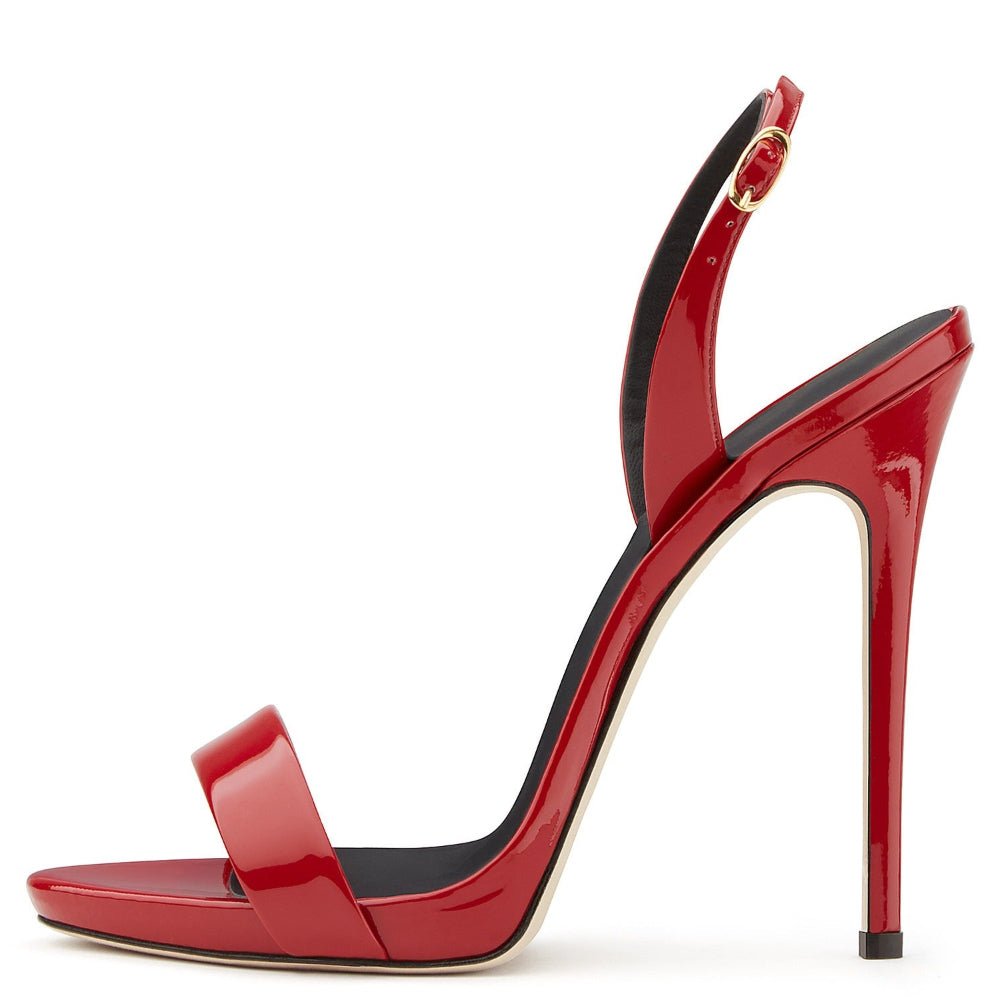 Women's Patent Leather Slingback Sandals Stiletto Heel Open Toe Party Shoes - Styeenigma